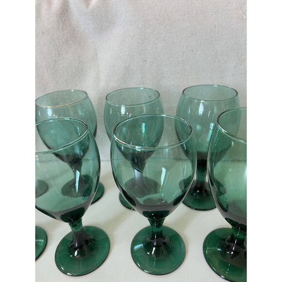Set of 8 Vintage Libbey Teardrop Juniper Green Wine Glasses Water Goblet Bundle - Picture 3 of 12